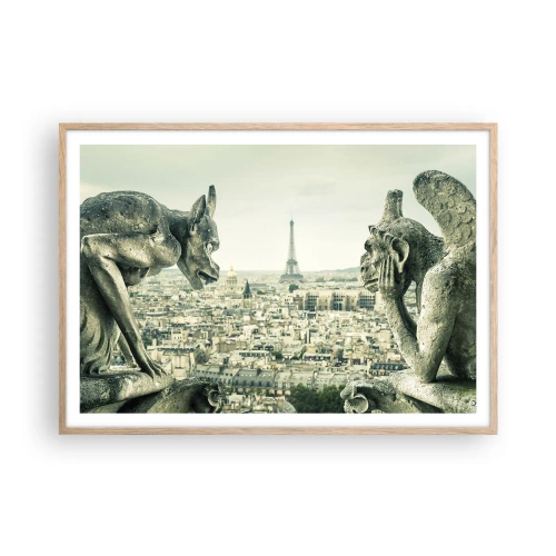 Poster în ramă de stejar deschis - La taclale pariziene - 100x70 cm