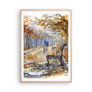 Poster în ramă de stejar deschis - Pășim împreună în toamnă - 70x100 cm