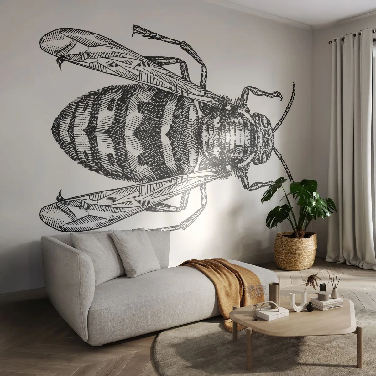 Tapet Premium Canvas - De pe o planetă de insecte - Viespe, Insectă, Minimalist - 350x256 cm
