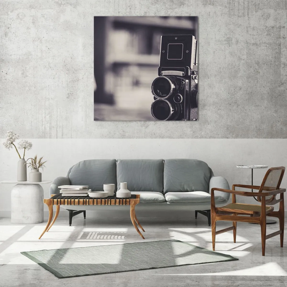 Tablou pe sticlă - Magia fotografiei vechi - 30x30 cm