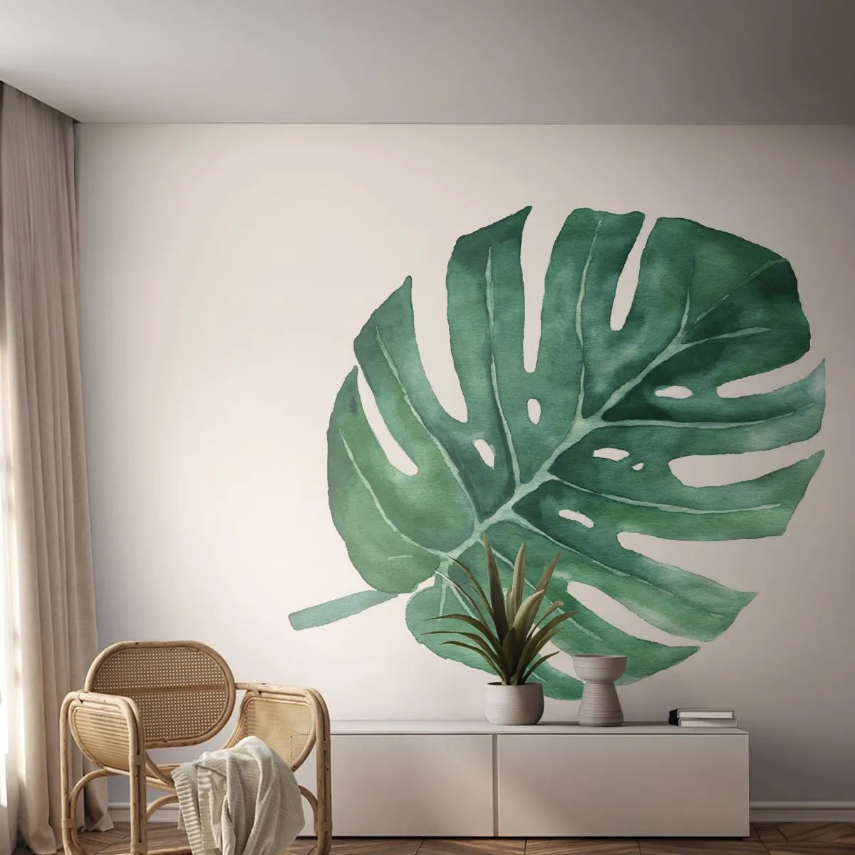 Tapet Standard Eco - Conceptul verde - Monstera, Frunze, Boho - 150x105 cm