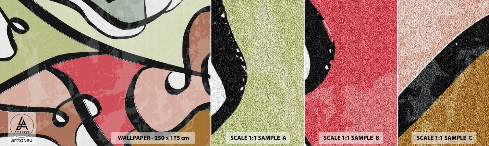 Mostră de Tapet Standard Eco - Piruetă printre culori - Abstracția, Bucată, Modern - 100x30 cm