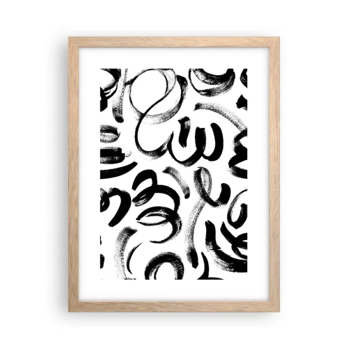 Poster în ramă de stejar deschis - Negru pe alb - 30x40 cm