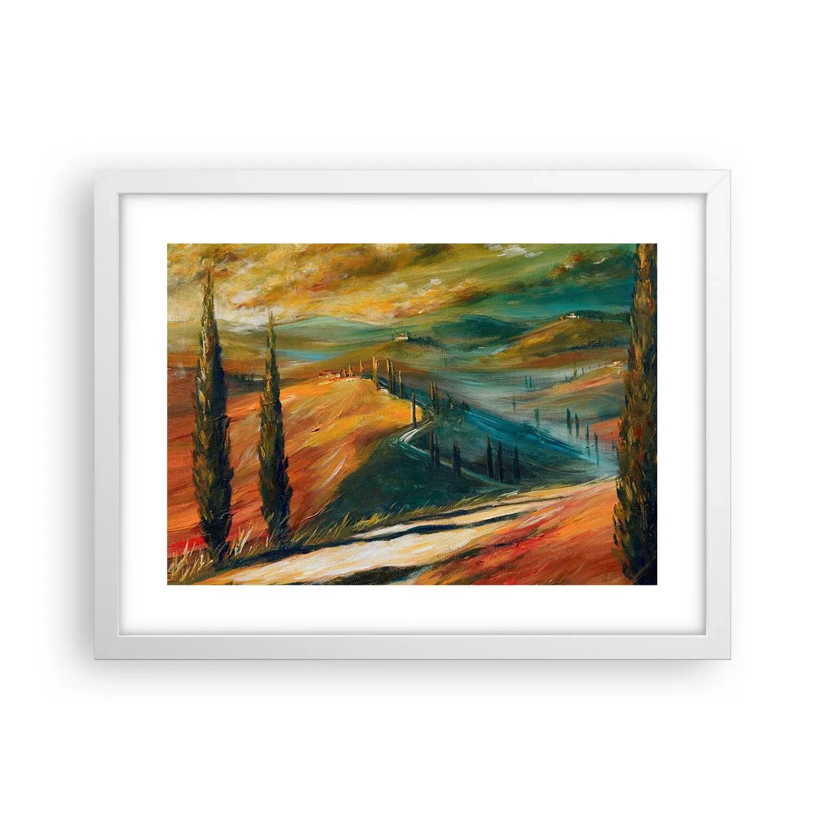 Poster în ramă albă - Peisaj toscan - 40x30 cm