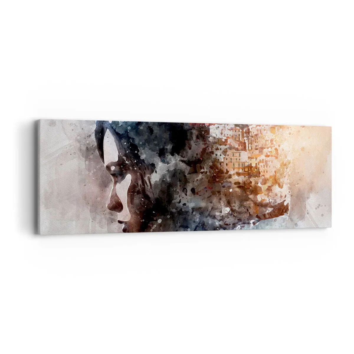 Tablou pe pânză - Povestea unei fete cu un oraș în fundal - 90x30 cm