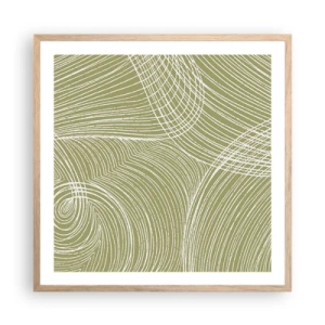 Poster în ramă de stejar deschis - Abstracție complicată în alb - 60x60 cm