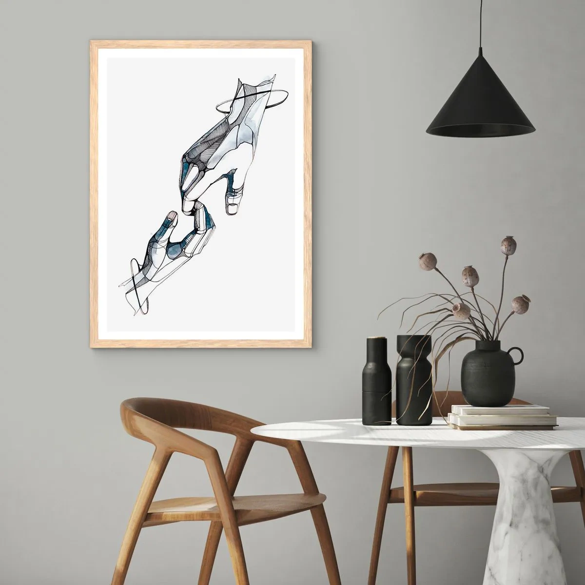 Poster în ramă de stejar deschis - Gest frumos - 30x40 cm