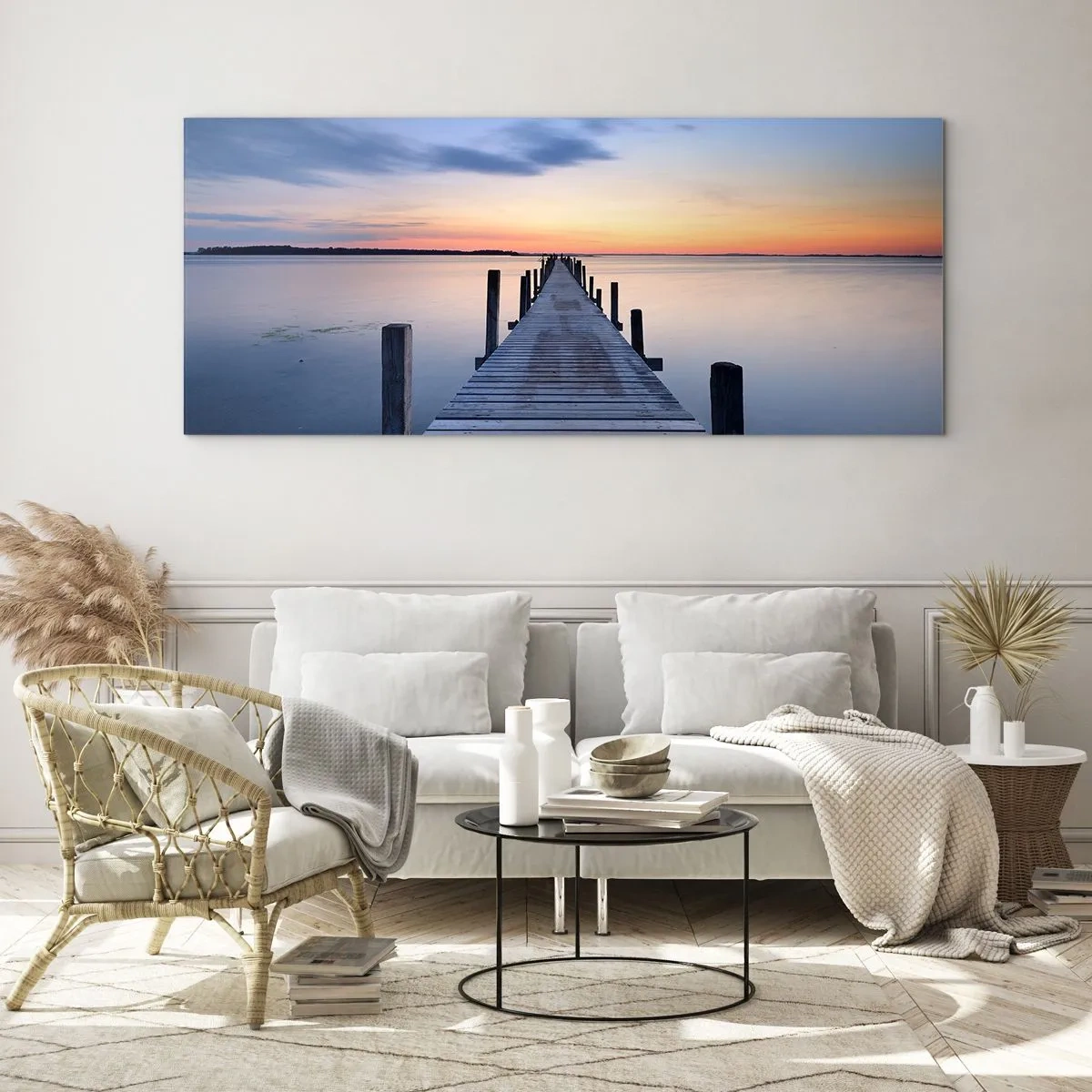 Tablou pe sticlă - Calmul unui amurg senin - 90x30 cm