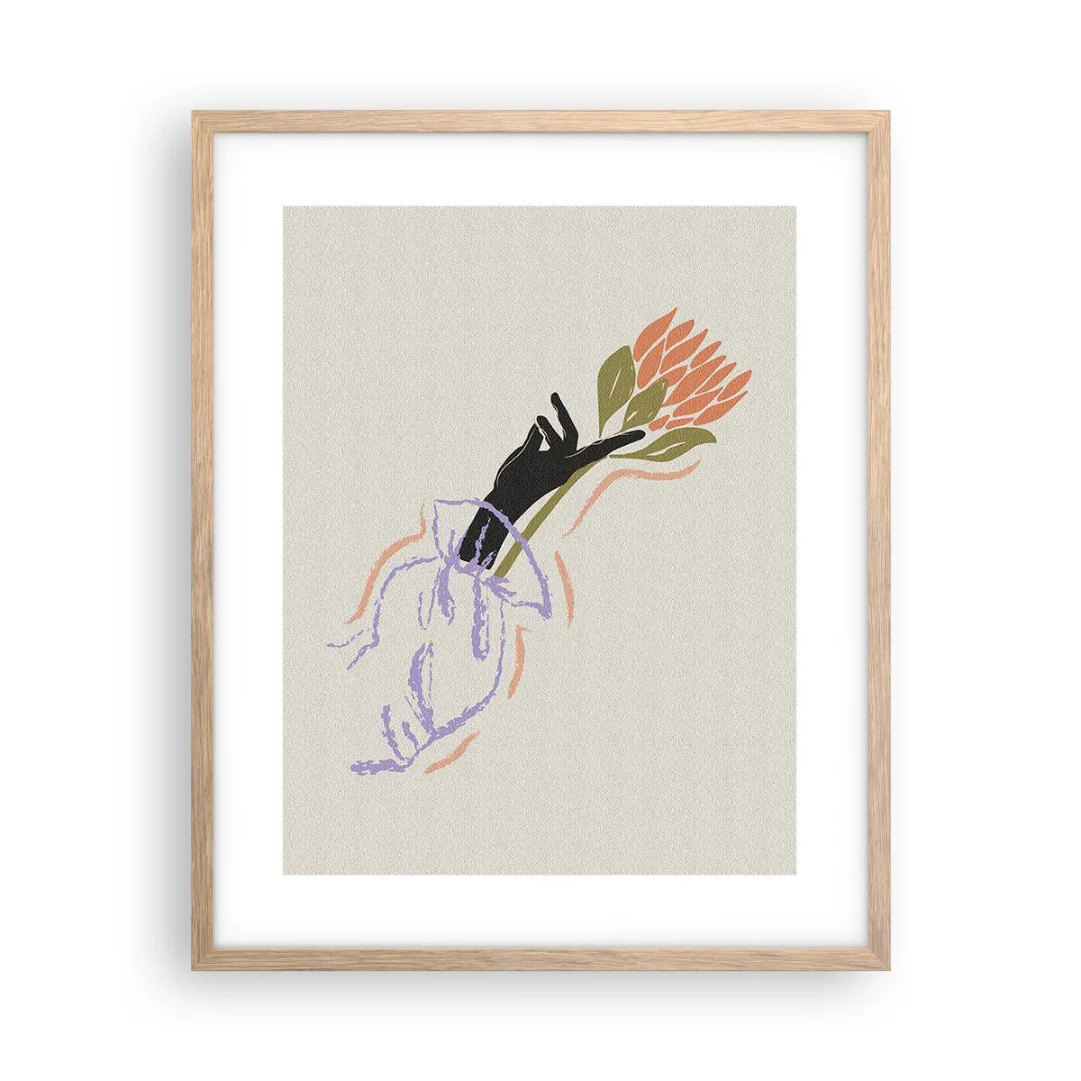 Poster în ramă de stejar deschis - Atingere surorială - 40x50 cm