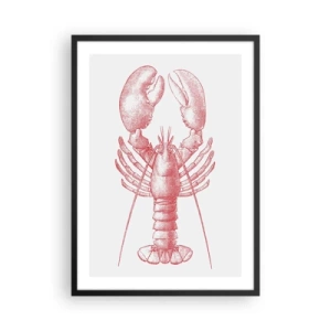 Poster în ramă neagră - Desen vintage cu homar pe fundal deschis - 50x70cm - Homar demn de Homer - Decorațiune modernă pentru perete pentru living și dormitor ARTTOR