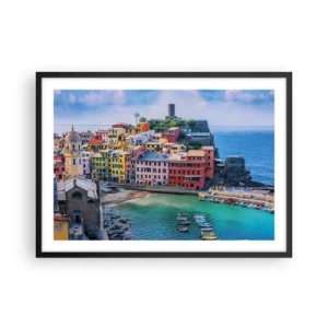 Poster în ramă neagră - Orașul mediteraneean magic - 70x50 cm