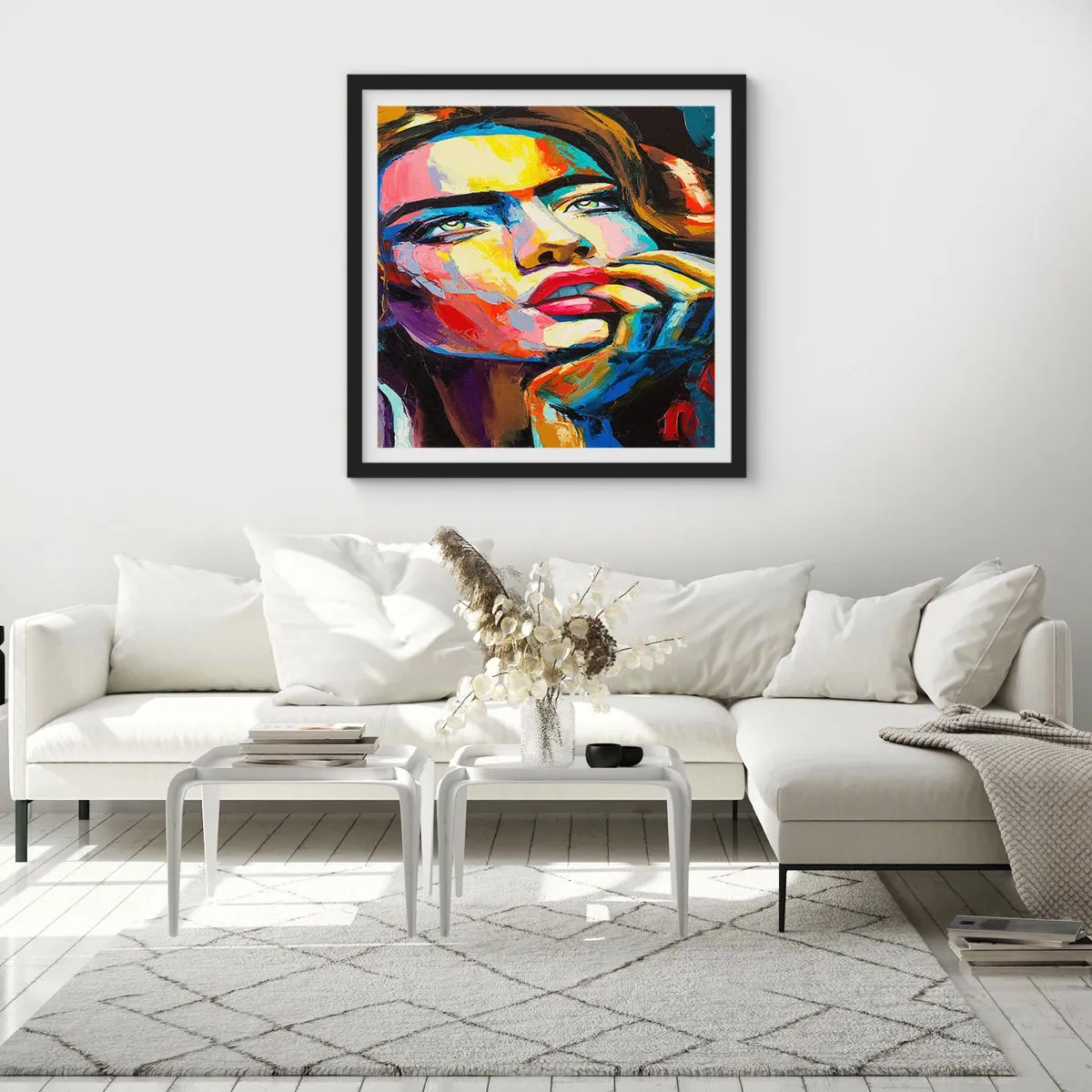 Poster în ramă neagră - Visele ca niște păsări se înalță pe cer - 60x60 cm