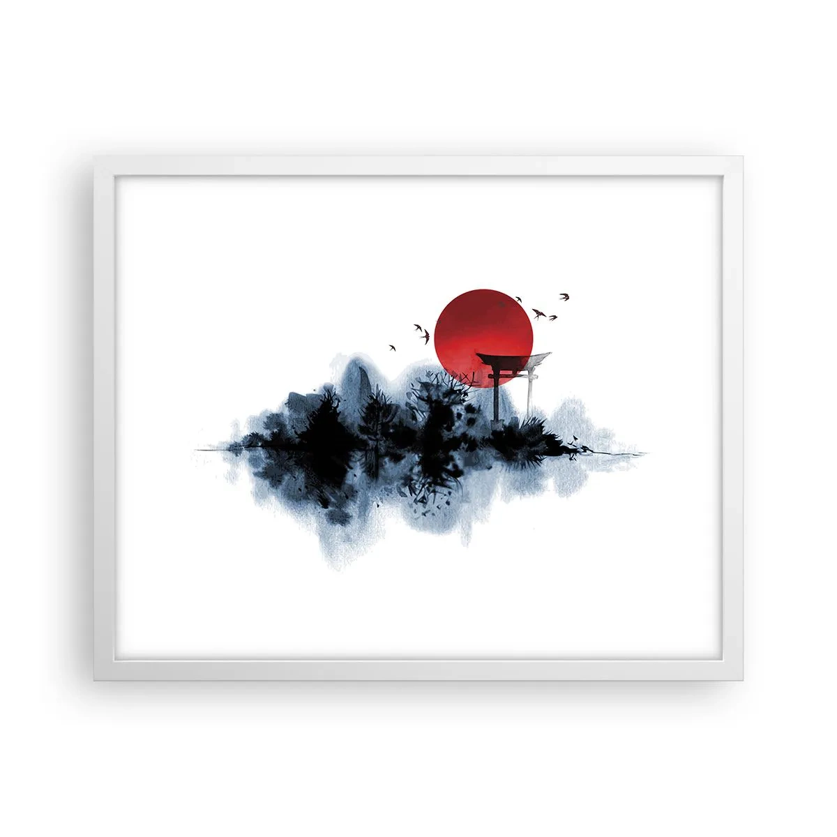 Poster în ramă albă - O vedere japoneză - 50x40 cm
