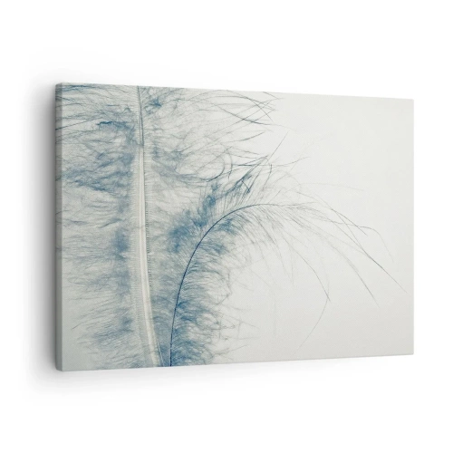 Tablou pe pânză Canvas - O pană delicată în nuanțe pastelate pe un fundal deschis - 70x50cm - Șoapta naturii - Decorațiune modernă pentru perete pentru living și dormitor ARTTOR