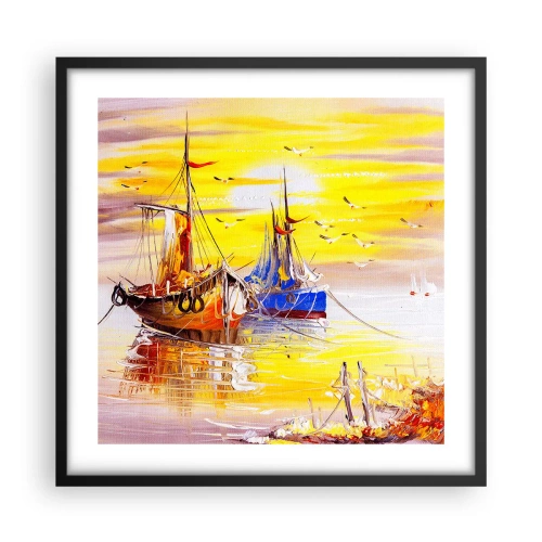 Poster în ramă neagră - O binemeritată odihnă în port - 50x50 cm