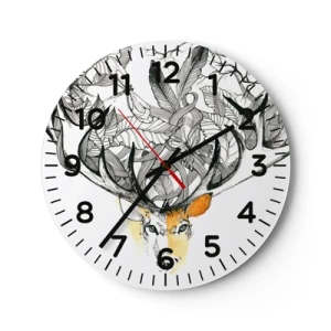 Ceas de perete - Ceas pe sticlă - Coarne de abundență - 30x30 cm