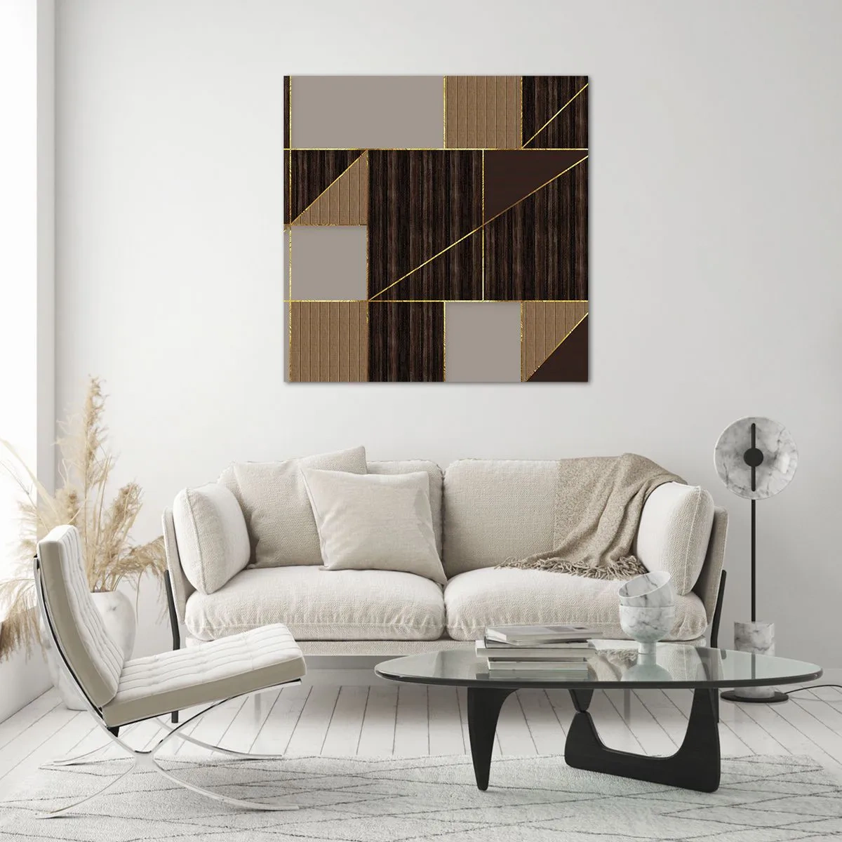 Tablou pe sticlă - Un mozaic de maro și auriu - 60x60 cm