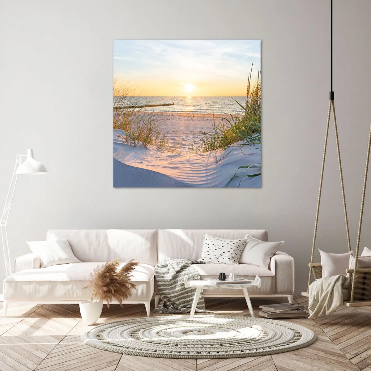 Tablou pe pânză - Zumzet de mare, o plajă sălbatică printre ierburi... - 60x60 cm