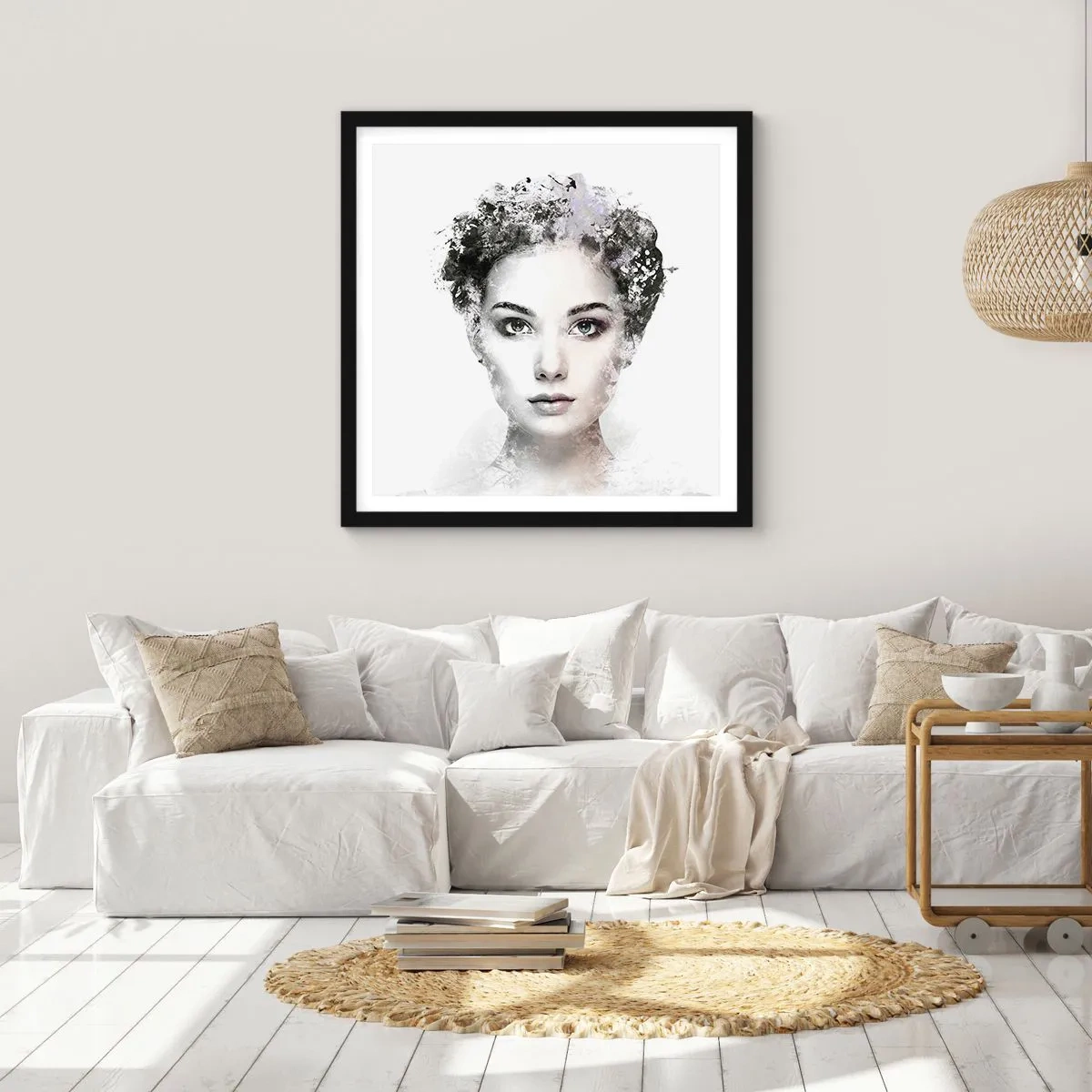Poster în ramă neagră - Un portret extrem de elegant - 40x40 cm