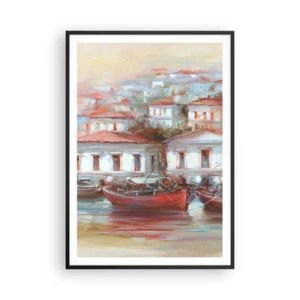 Poster în ramă neagră - Orășel fericit - 70x100 cm
