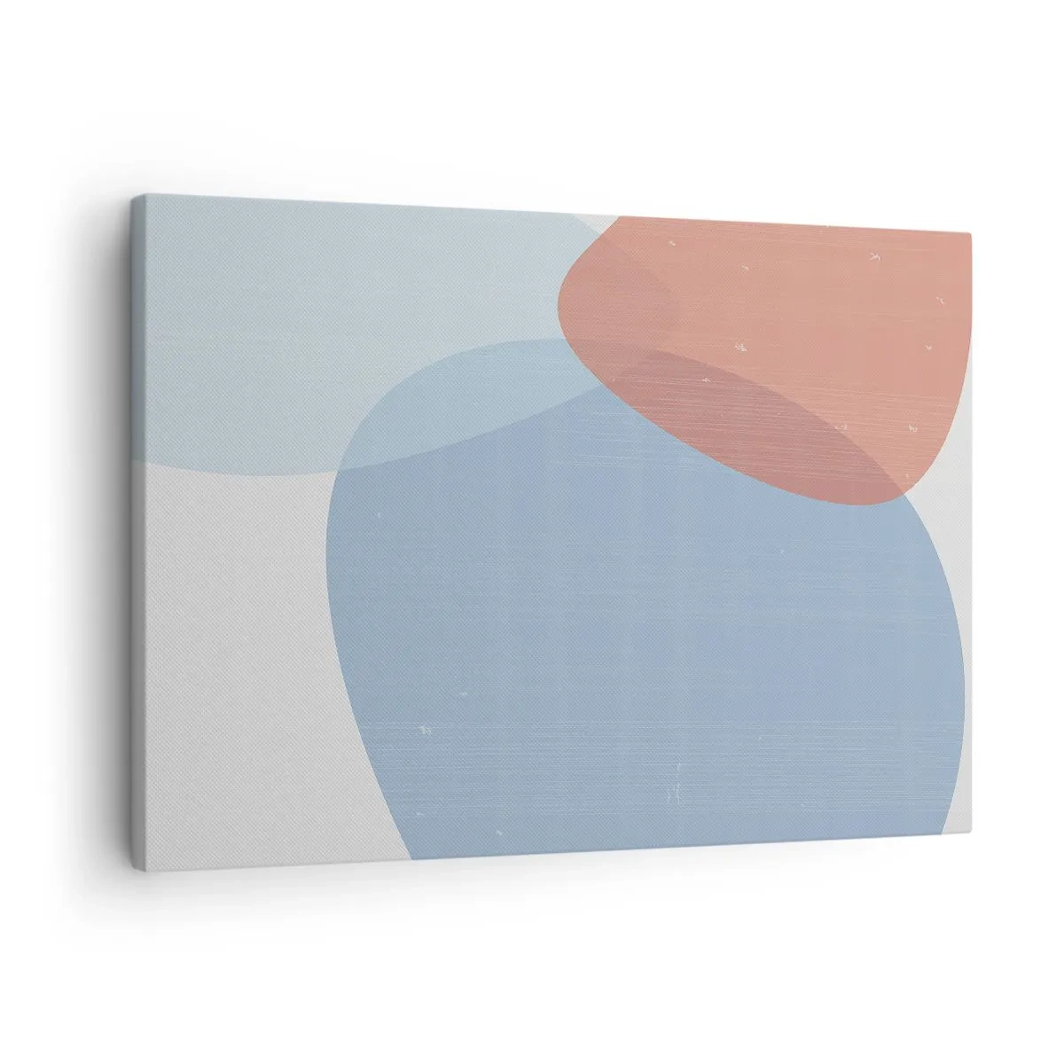 Tablou pe pânză Canvas - compoziție abstractă în nuanțe pastelate de albastru și roz, cu forme organice. - 70x50cm - Relații pastelate - Decorațiune modernă pentru perete pentru living și dormitor ARTTOR