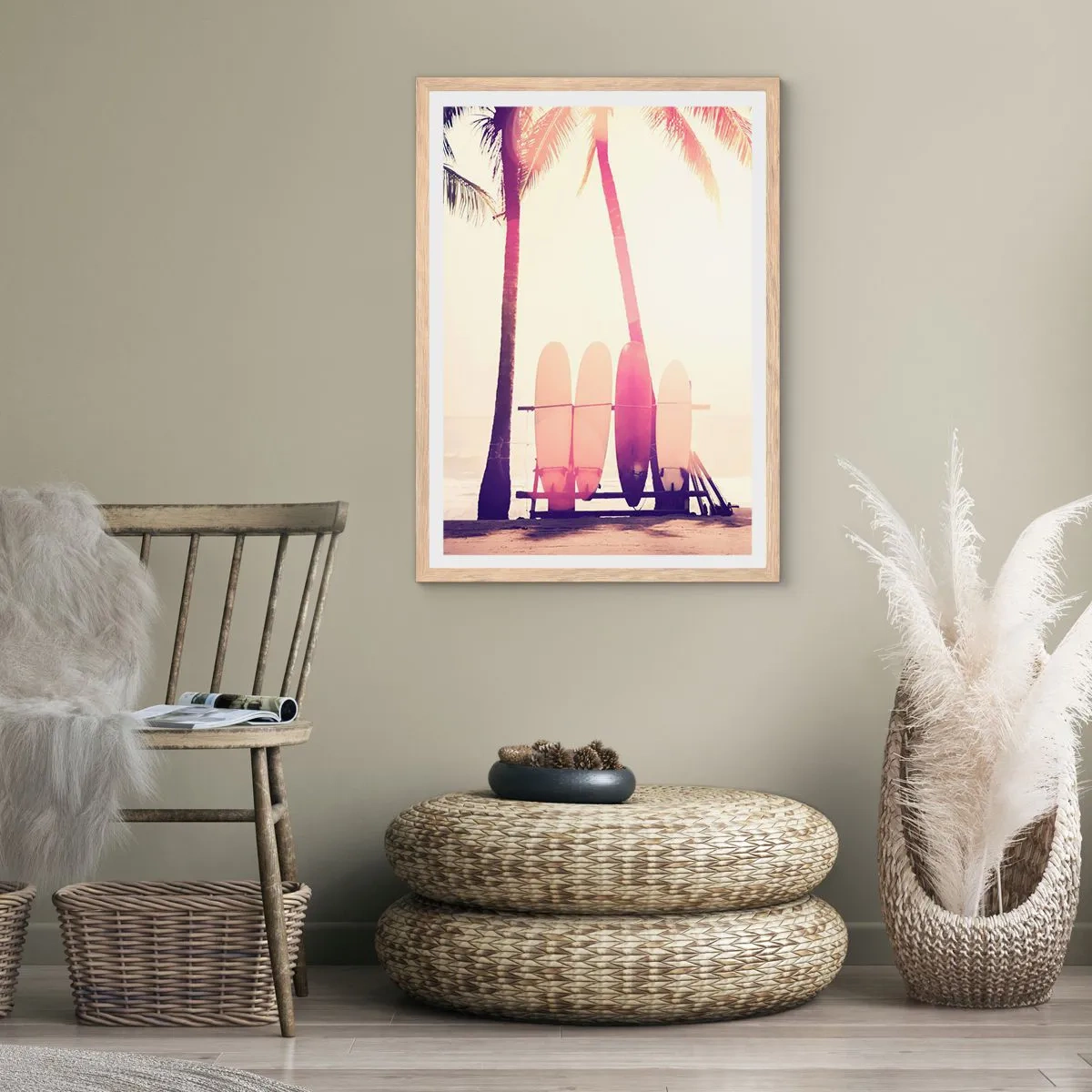 Poster în ramă de stejar deschis - Va fi o zi minunată - 61x91 cm