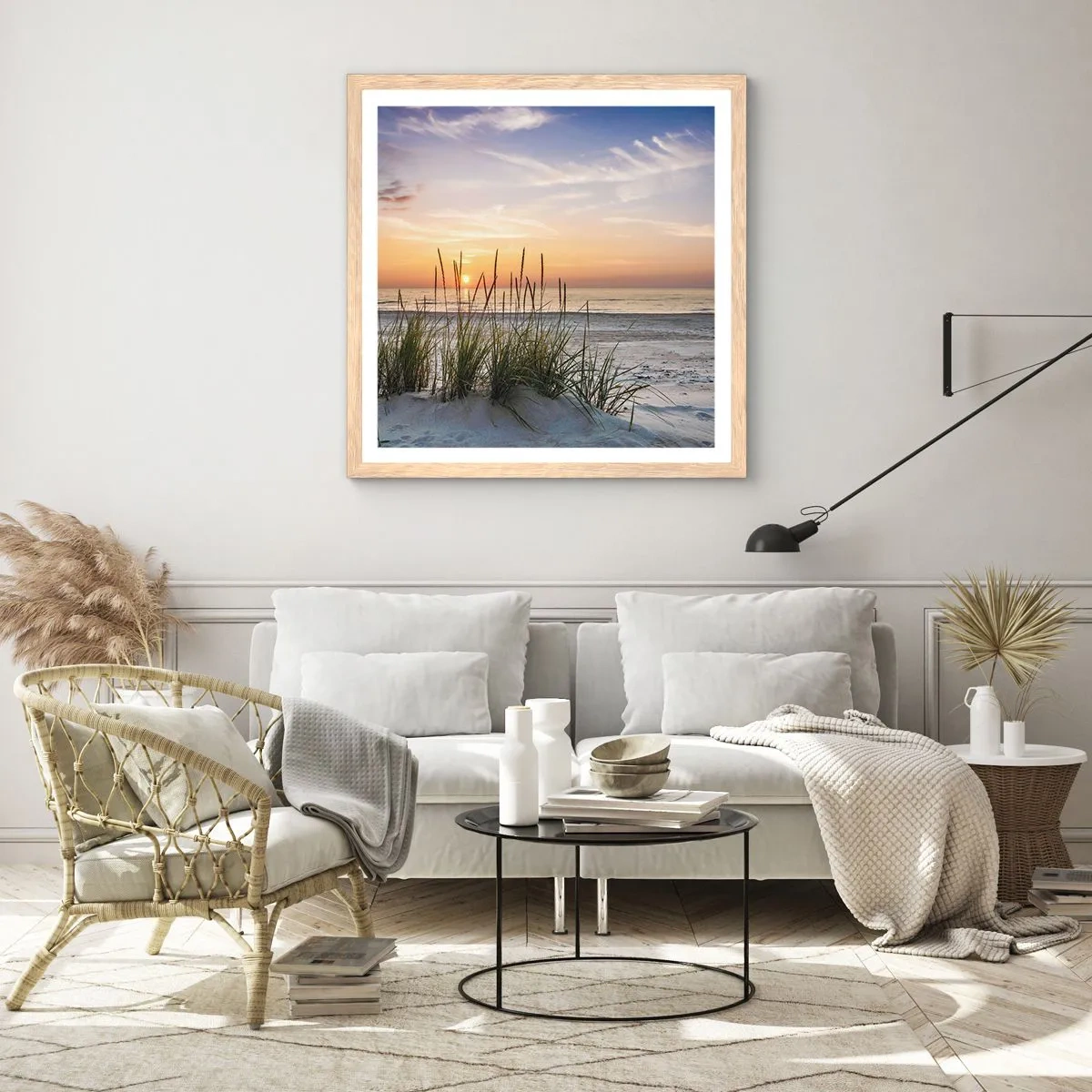 Poster în ramă de stejar deschis - Privește, gândește, simte - 50x50 cm