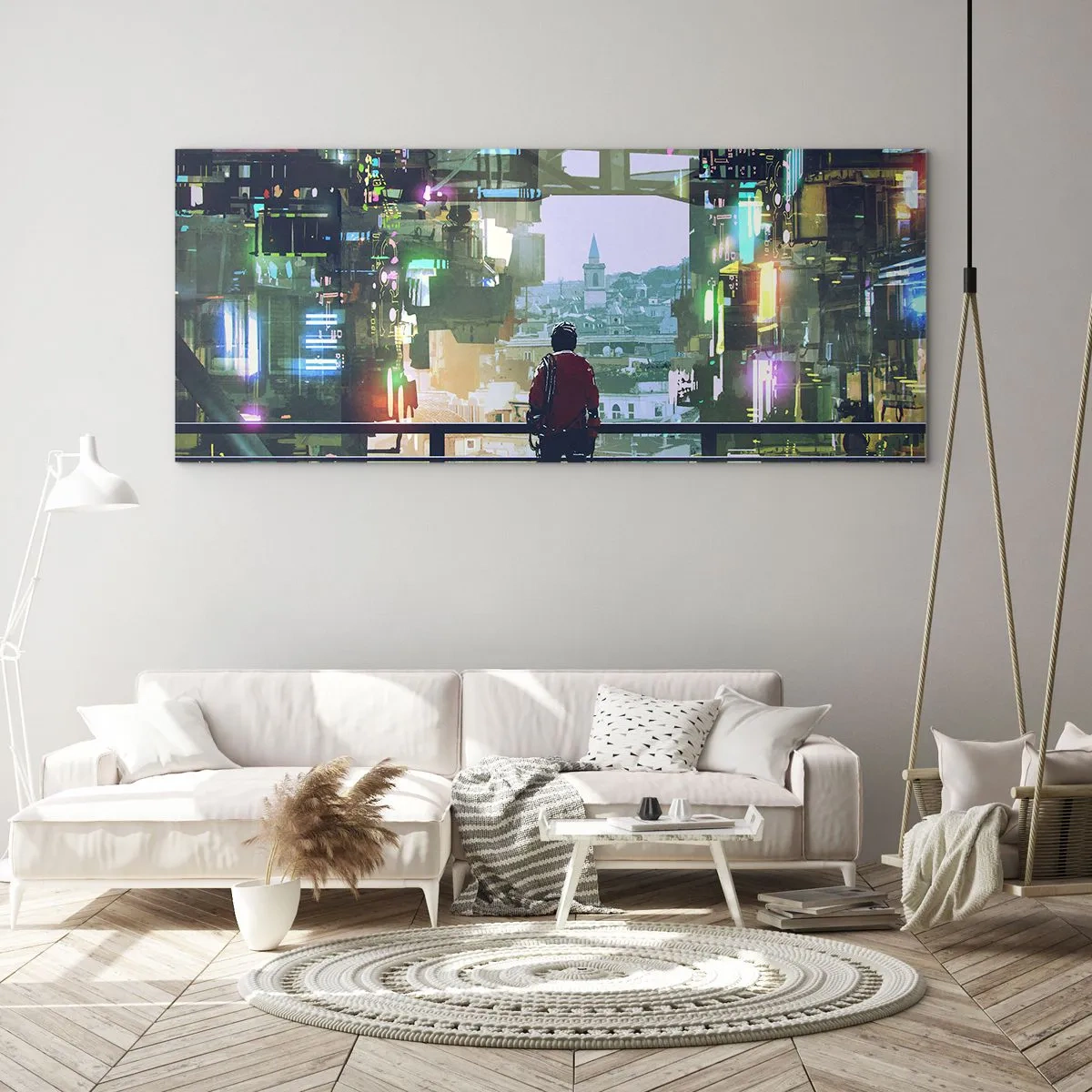 Tablou pe sticlă - Două lumi - 90x30 cm