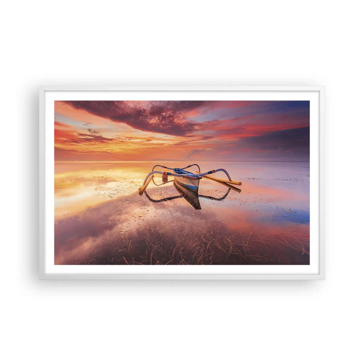 Poster în ramă albă - Liniștea unei seri tropicale - 91x61 cm