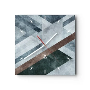 Ceas de perete - Ceas pe sticlă - Eleganța sofisticată a geometriei - 30x30 cm