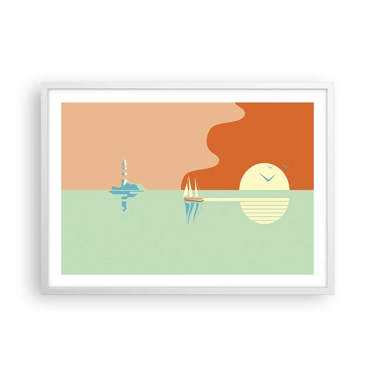 Poster în ramă albă - Peisaj marin perfect - 70x50 cm