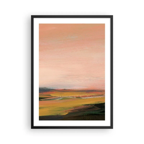 Poster în ramă neagră - Peisaj abstract în nuanțe calde de apus - 50x70cm - Tonalitatea de roz - Decorațiune modernă pentru perete pentru living și dormitor ARTTOR