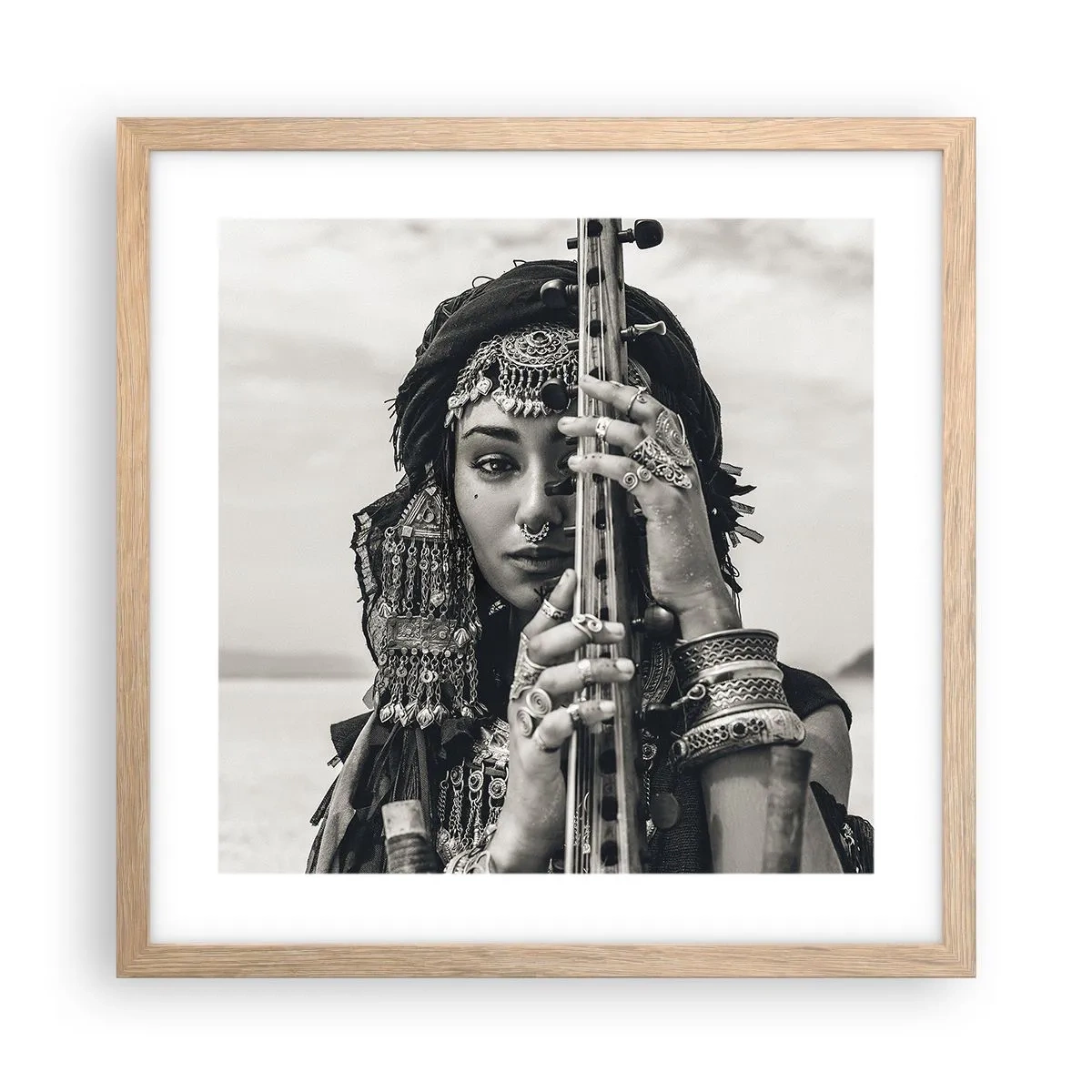 Poster în ramă de stejar deschis - Muzica orientală în sine - 40x40 cm