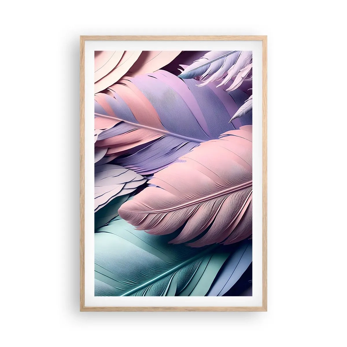 Poster în ramă de stejar deschis - Eleganța păsărilor - 61x91 cm