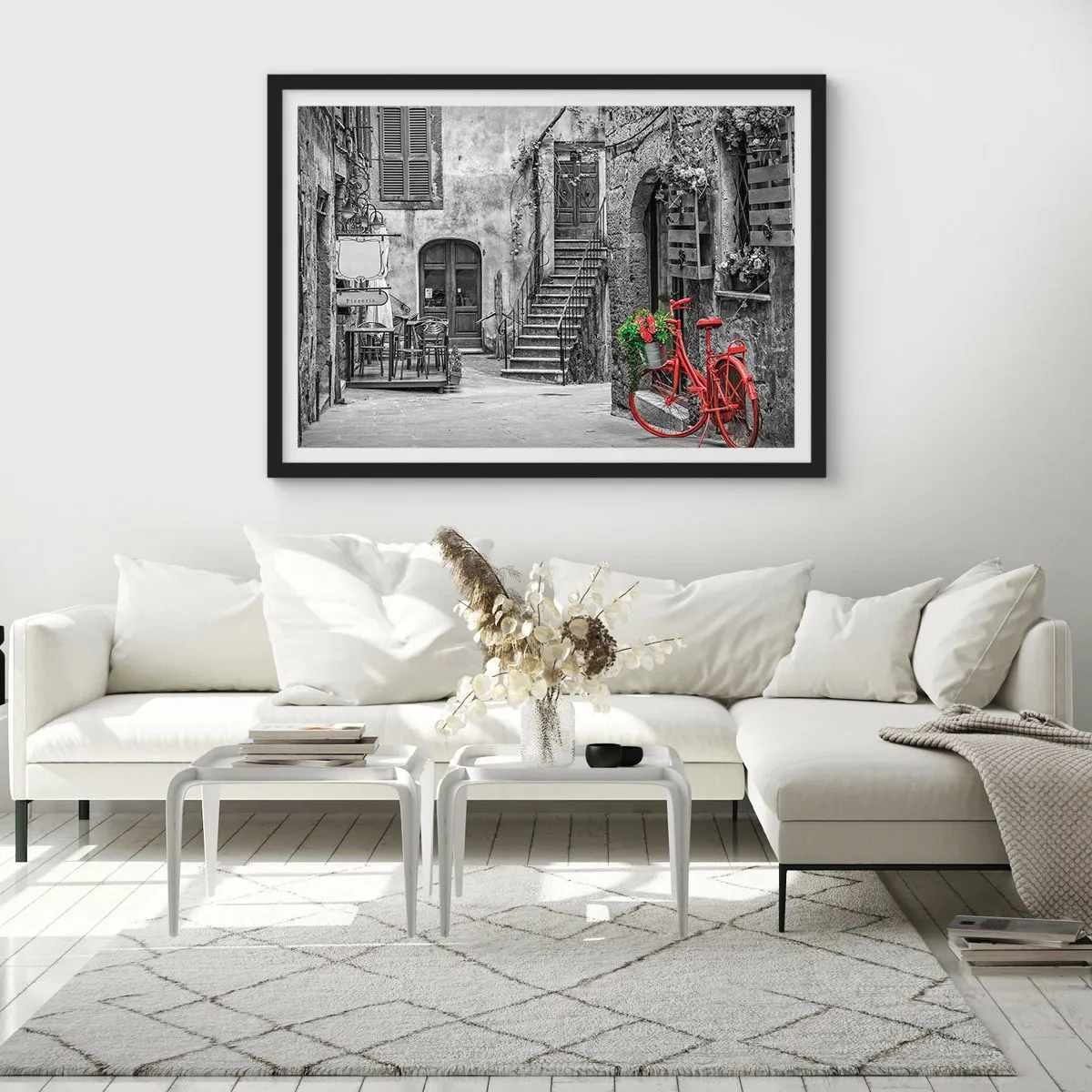 Poster în ramă neagră - Alee din Toscana - 70x50 cm