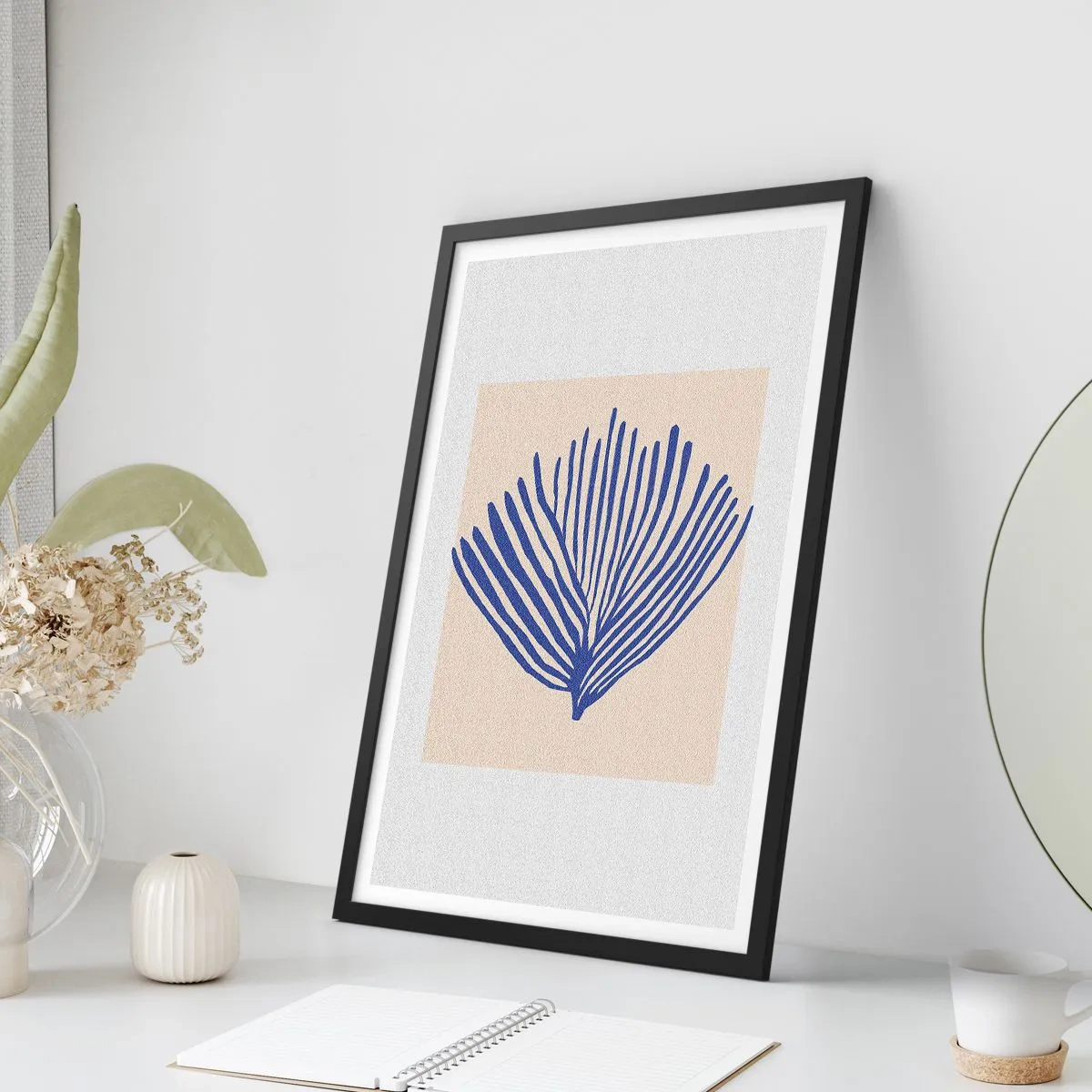 Poster în ramă neagră - Evantai albastru - 61x91 cm