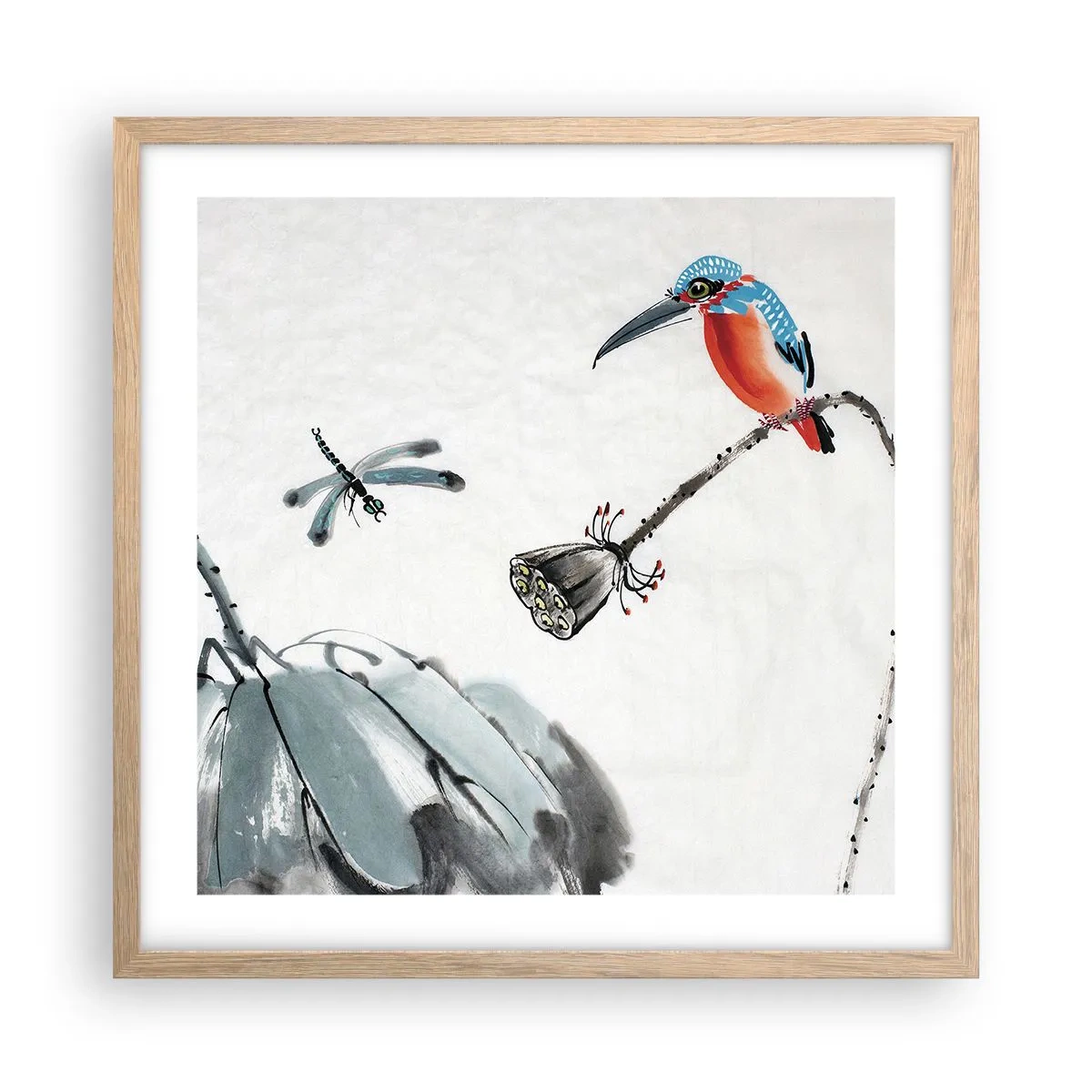 Poster în ramă de stejar deschis - Viața de pajiște - 50x50 cm