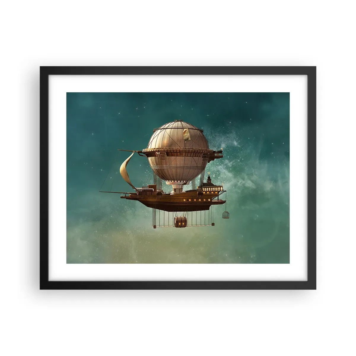 Poster în ramă neagră - Jules Verne vă transmite salutări - 50x40 cm