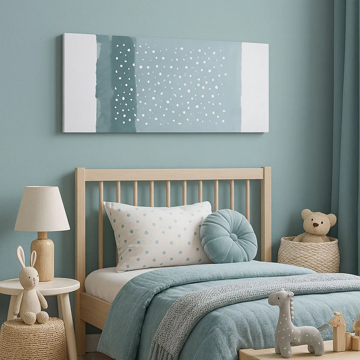 Tablou pe pânză - Crescute pe albastru - 100x40 cm