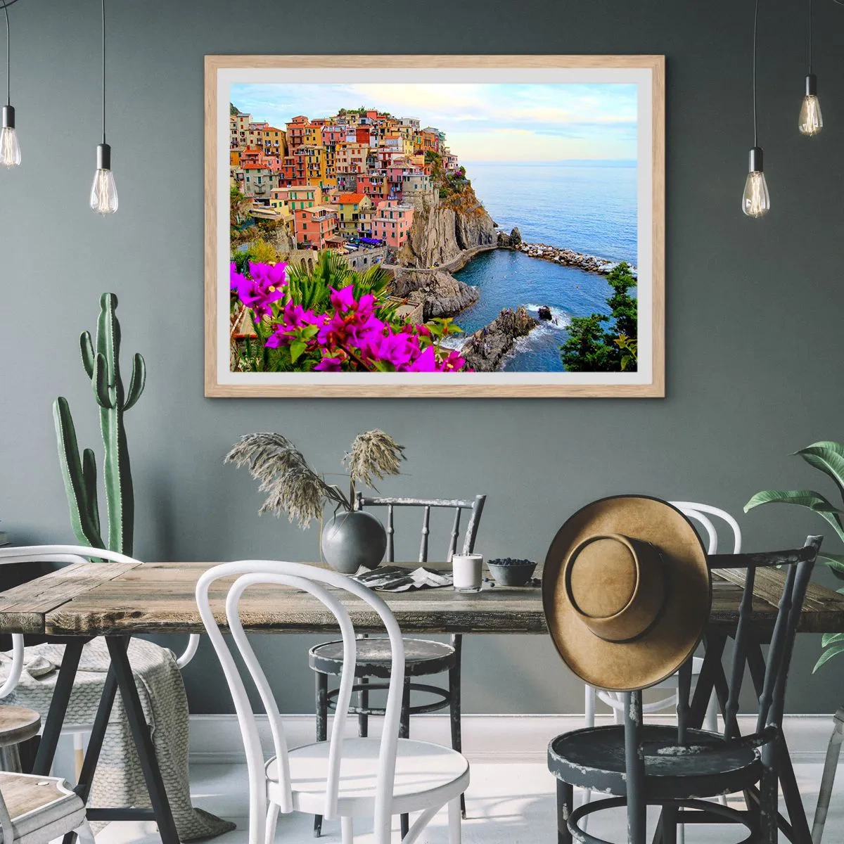 Poster în ramă de stejar deschis - Un oraș care râde - 50x40 cm