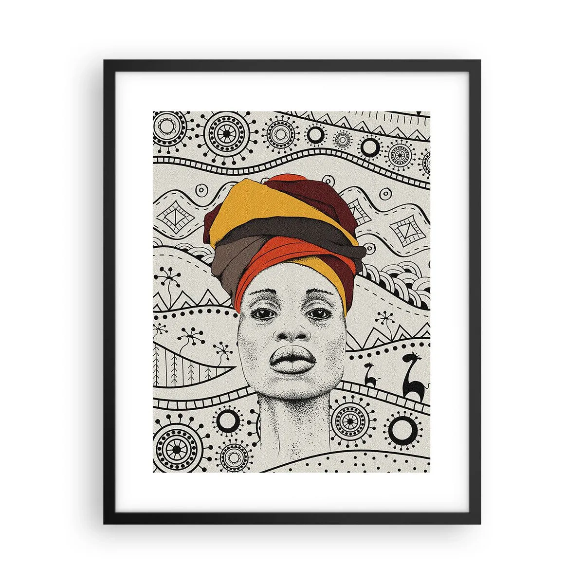 Poster în ramă neagră - Portret african - 40x50 cm
