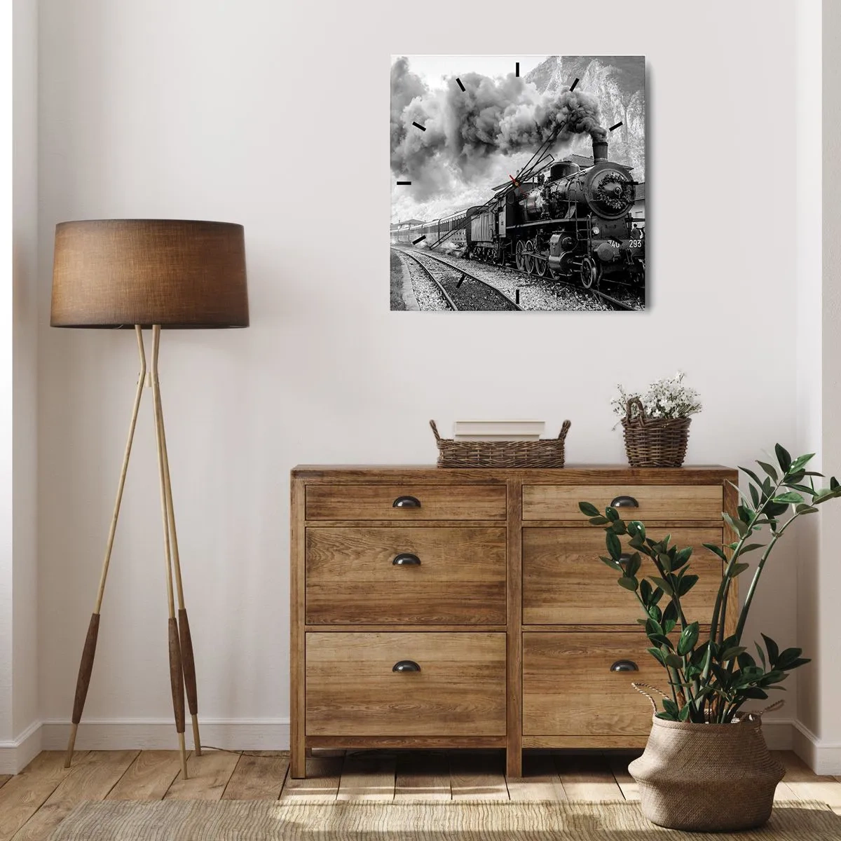 Ceas de perete - Ceas pe sticlă - La gară... - 30x30 cm