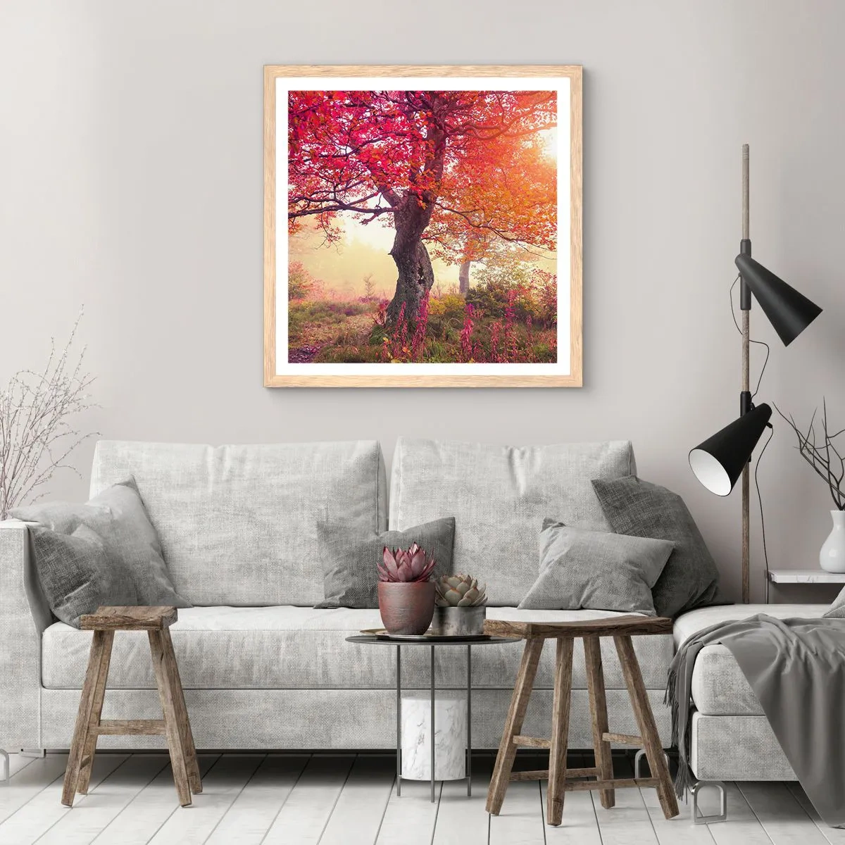Poster în ramă de stejar deschis - O frenezie de înflorire - 40x40 cm