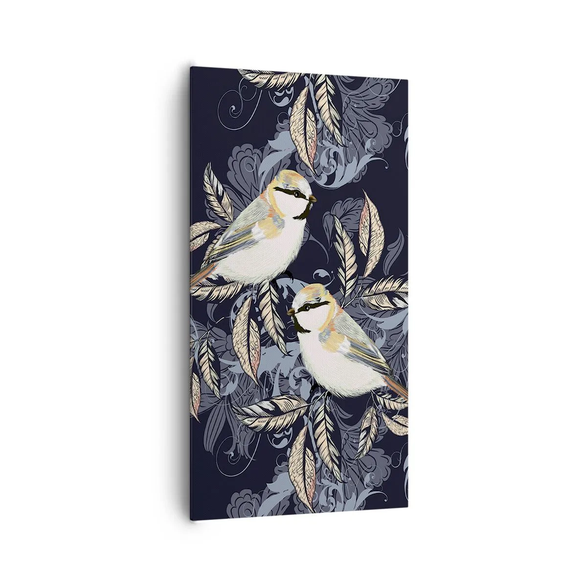 Tablou pe pânză - Ciripirile galben-albastru - 65x120 cm