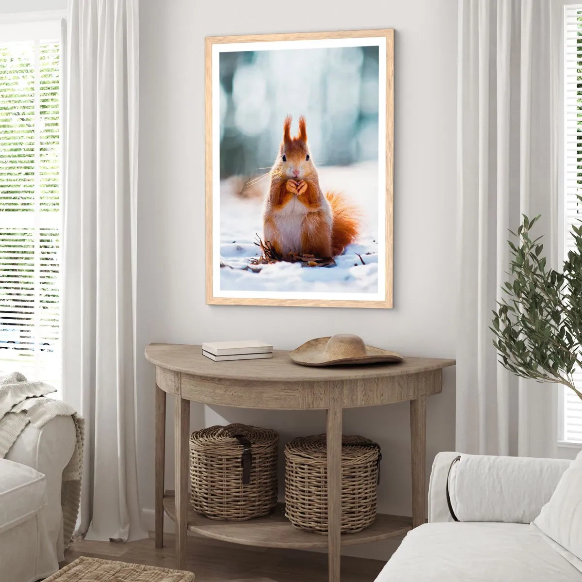 Poster în ramă de stejar deschis - Și la ce te uiți? - 40x50 cm