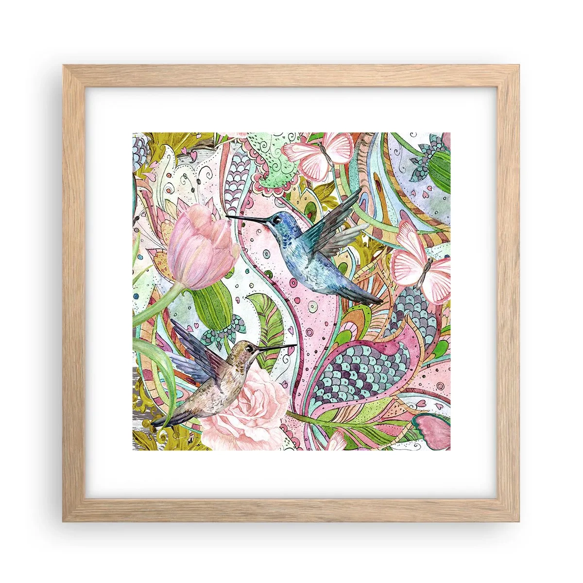 Poster în ramă de stejar deschis - Încurcat în viță de vie - 30x30 cm