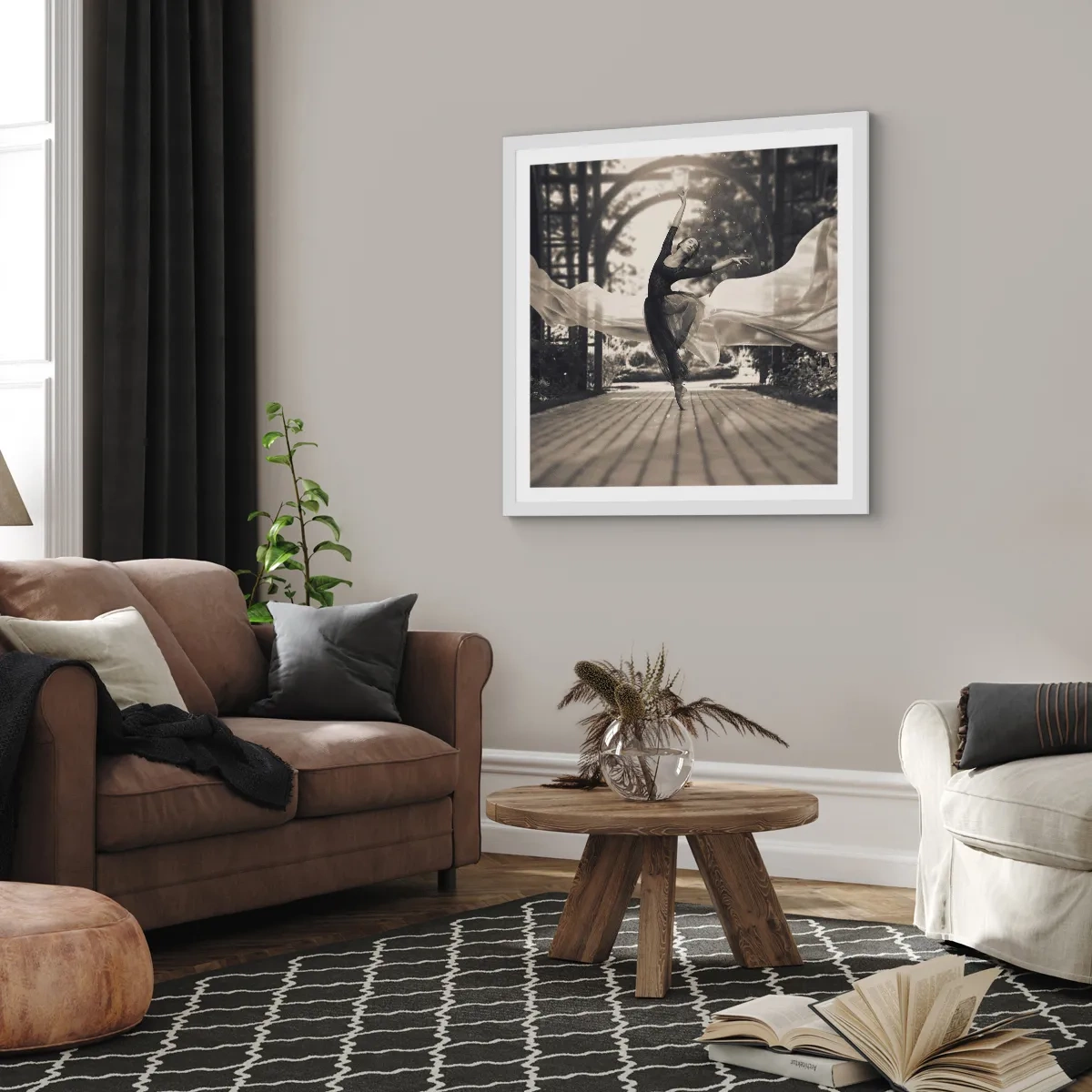 Poster în ramă albă - Dansul spiritului de grădină - 30x30 cm