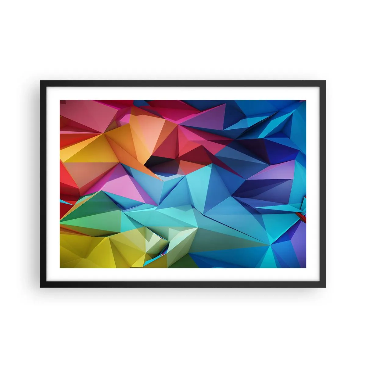 Poster în ramă neagră - Origami de curcubeu - 70x50 cm