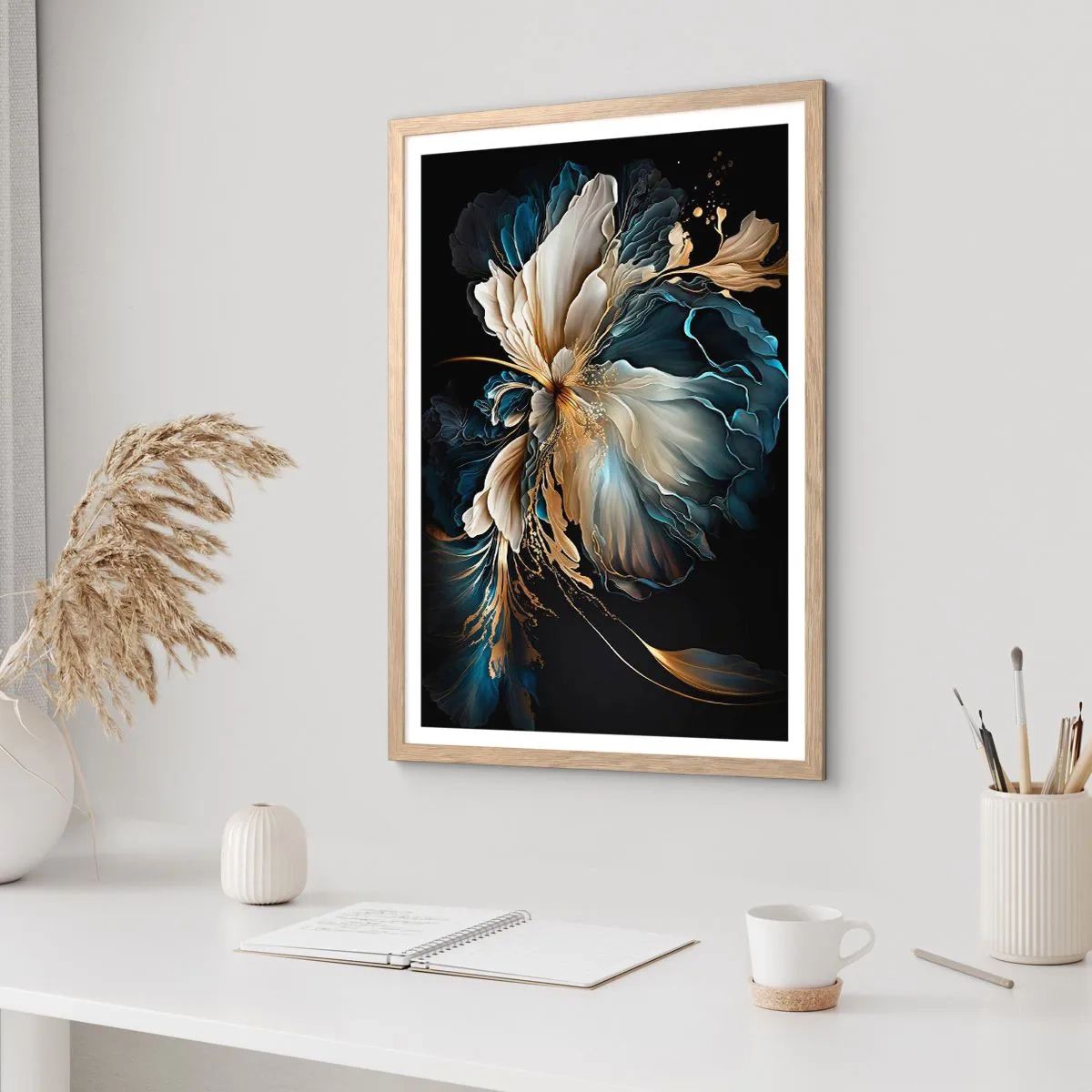 Poster în ramă de stejar deschis - Povestea unei flori de iubire - 40x50 cm
