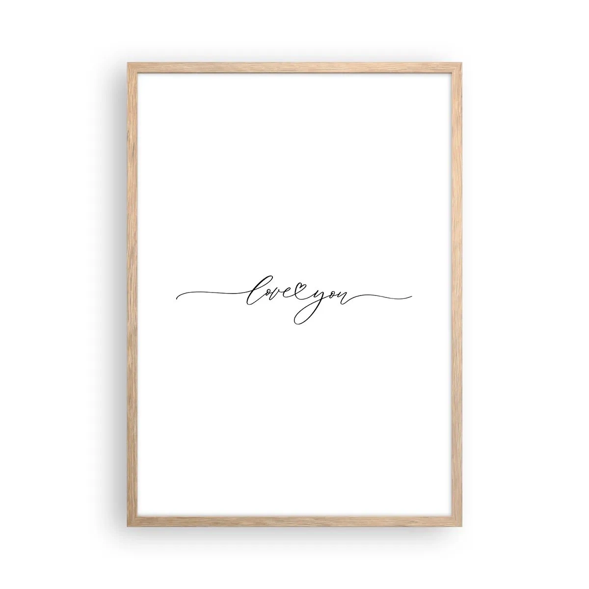 Poster în ramă de stejar deschis - Negru pe alb - 50x70 cm